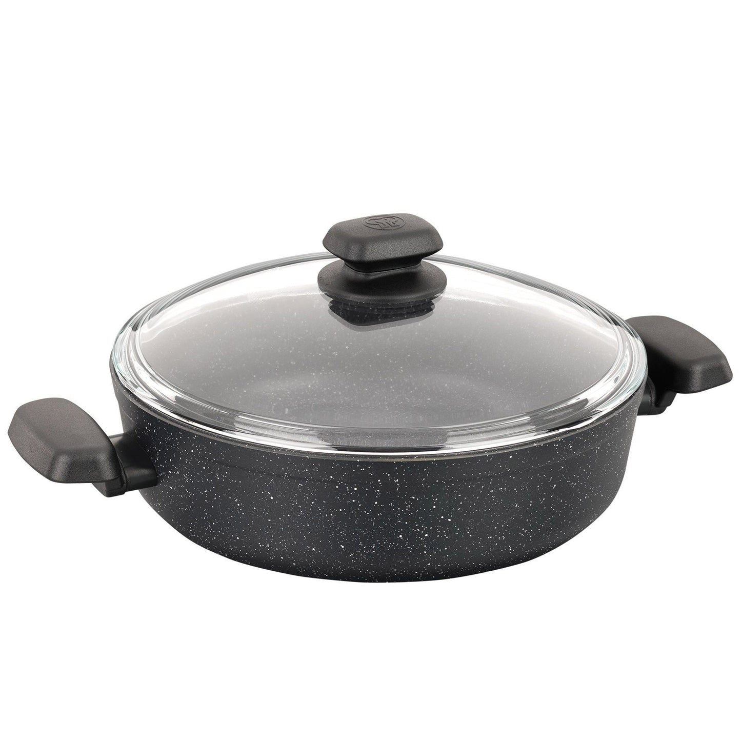 Korkmaz Ornella Non Stick 9.5 Inch 2.5 Liter Low Casserole with Lid in Black W2B