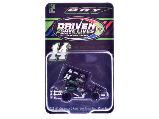 Winged Sprint Car #14CC Corey Day (Green Version) "Driven 2 Save Lives" Jason Meyers Racing (2025) 1/50 Diecast Model Car by ACME-0
