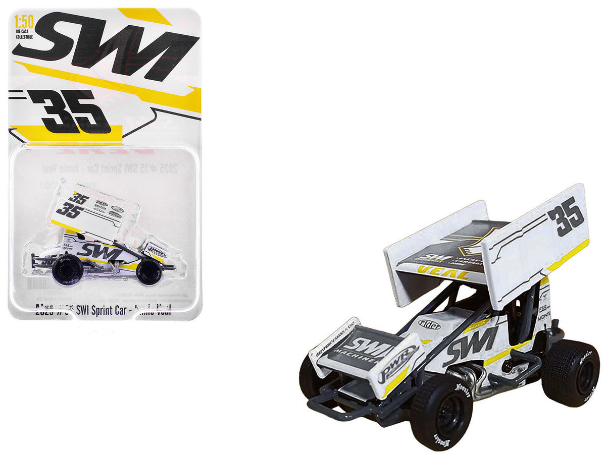 Winged Sprint Car #35 Jamie Veal "SWI Earthworks" White (2025) 1/50 Diecast Model Car by ACME-2