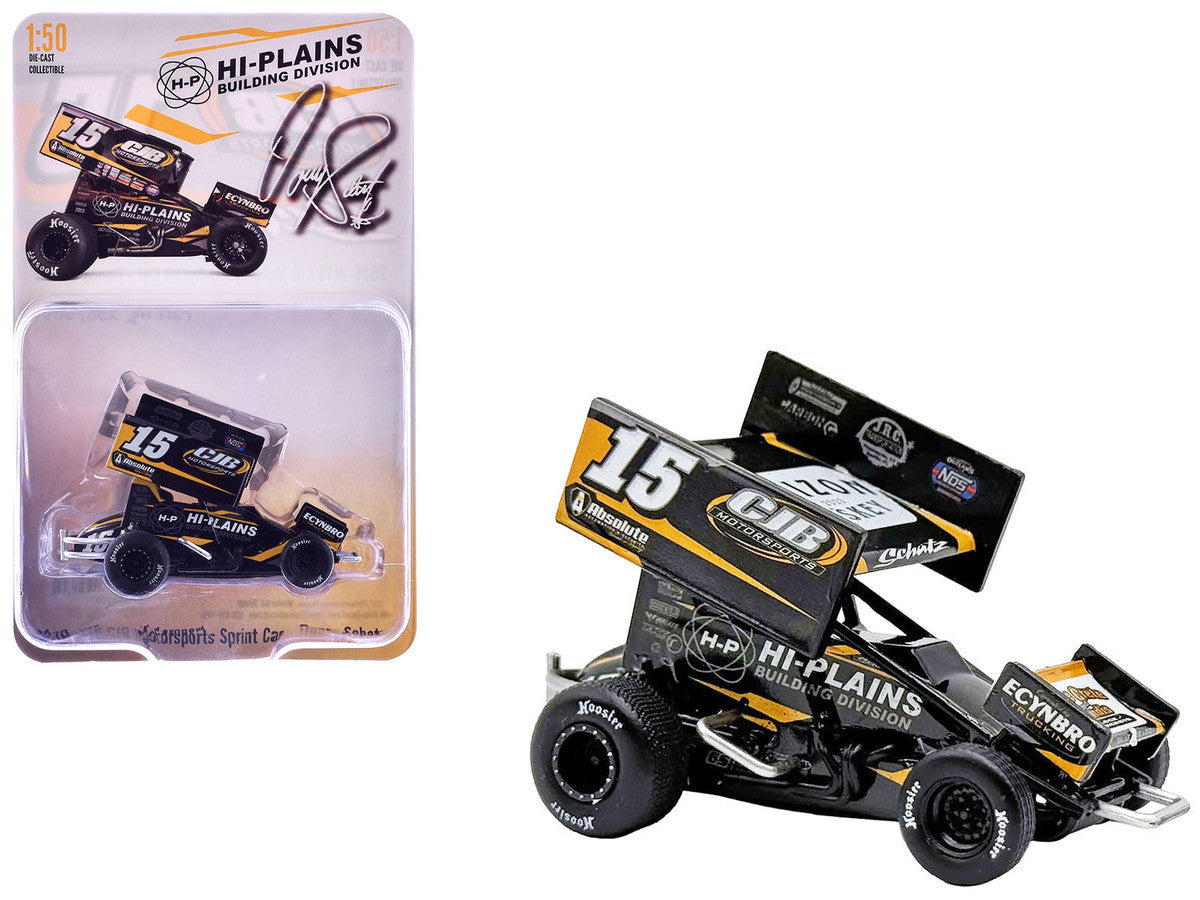 Winged Sprint Car #15 Donny Schatz "CJB Motorsports - Hi-Plains Building Division" Black (2026) 1/50 Diecast Model Car by ACME Acme