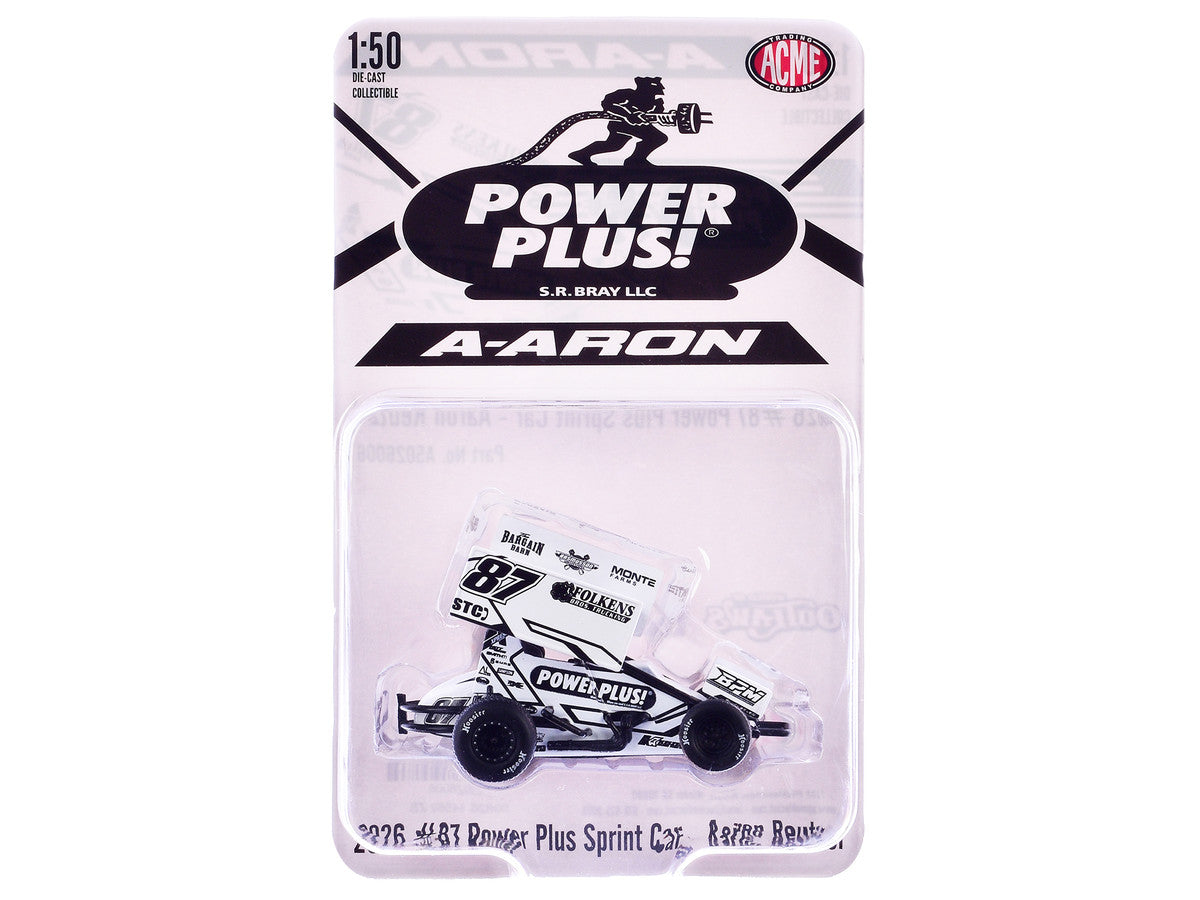 Winged Sprint Car #87 Aaron Reutzel "Power Plus" White (2026) 1/50 Diecast Model Car by ACME Acme
