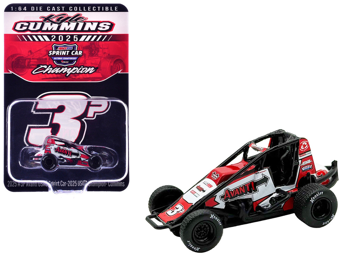 USAC Sprint Car #3P Kyle Cummins "Avanti" Champion "USAC Sprint Car National Championship" (2025) 1/64 Diecast Model Car by ACME-0