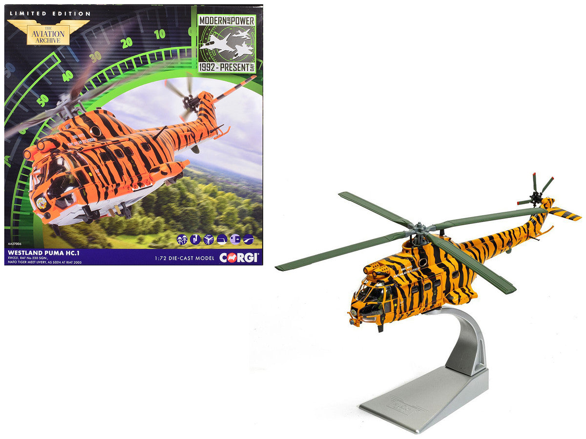 Westland Puma HC-1 Helicopter "No. 230 Squadron NATO Tiger Meet livery RIAT" (2005) Royal Air Force "The Aviation Archive" Series 1/72 Diecast Model by Corgi Corgi