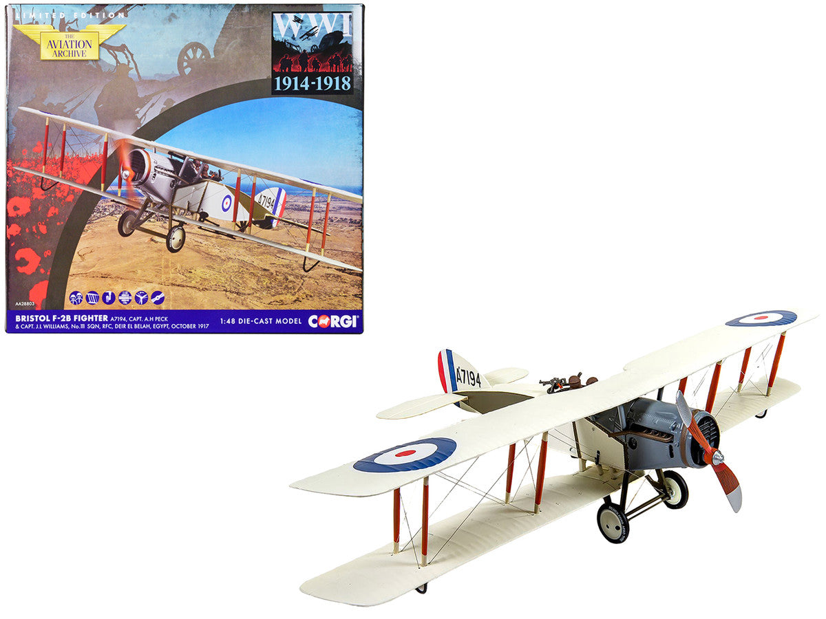 Bristol F-2B Fighter Aircraft "A7194 Capt. Arthur H Peck & Capt. John JL Williams No.111 Squadron Egypt" (1917) Royal Flying Corps "The Aviation Archive" Series 1/48 Diecast Model by Corgi-0