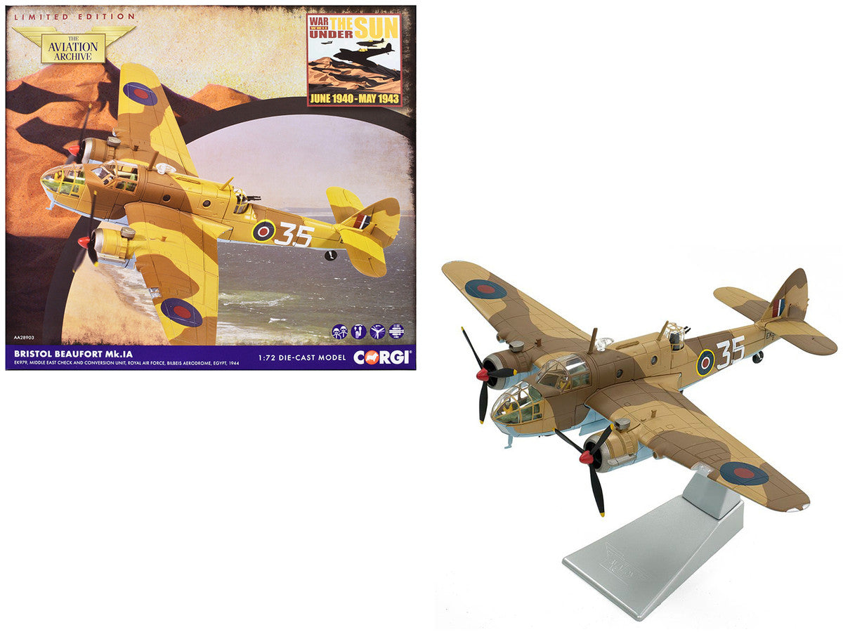 Bristol Beaufort MkIa Bomber Aircraft "EK979 Middle East Check and Conversion Unit" (1944) British Royal Air Force "The Aviation Archive" Series 1/72 Diecast Model by Corgi Corgi