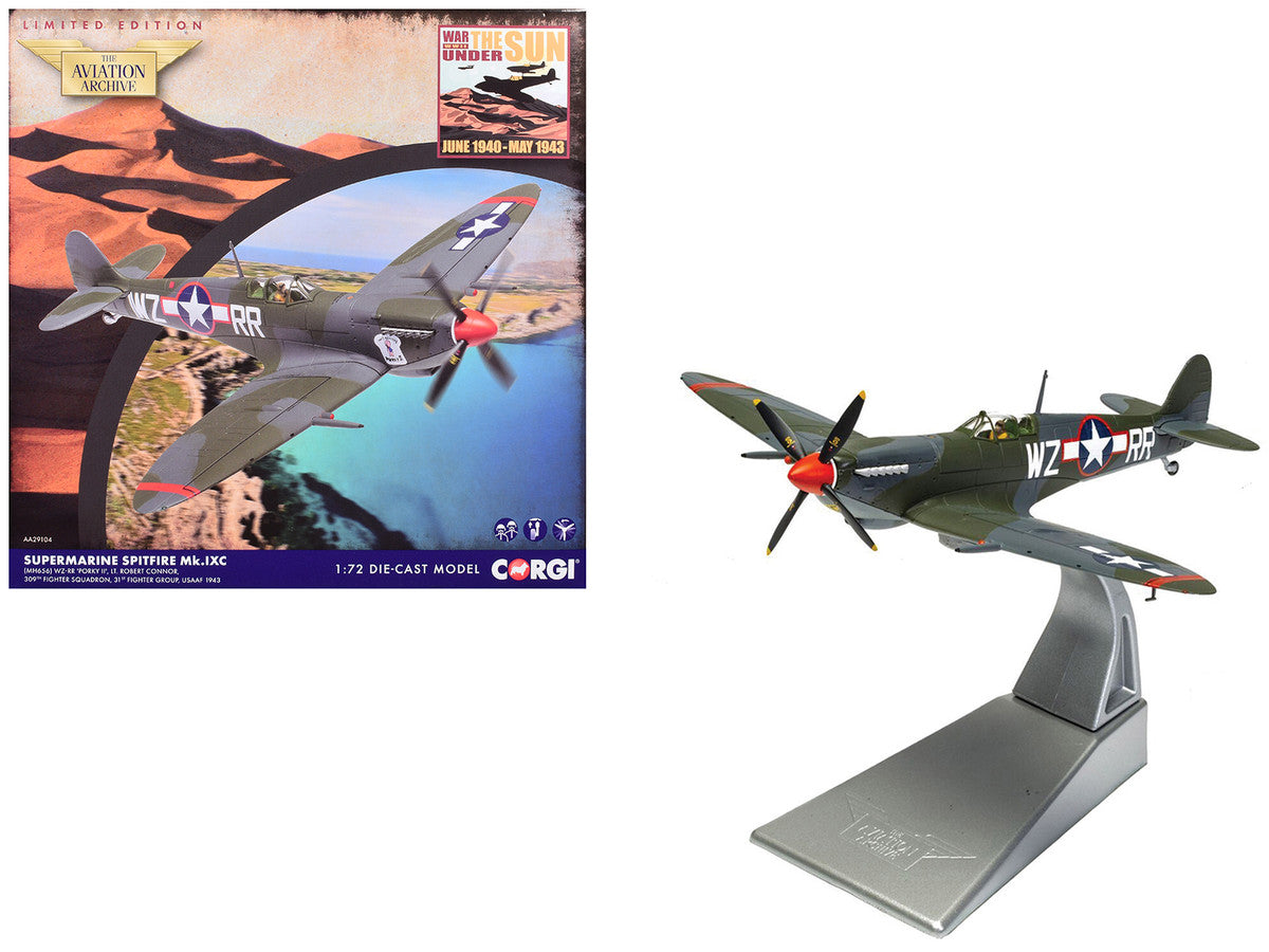 Supermarine Spitfire MkIXC Fighter Aircraft "Porky II Lt Robert Connor 309th Fighter Squadron 31st Fighter Group" (1943) United States Army Air Forces "The Aviation Archive" Series 1/72 Diecast Model by Corgi Corgi