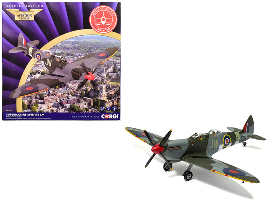Supermarine Spitfire T.9 Aircraft "PV202 Aerial Collective at Duxford Airfield" British Royal Air Force "The Aviation Archive" Series 1/72 Diecast Model by Corgi-0