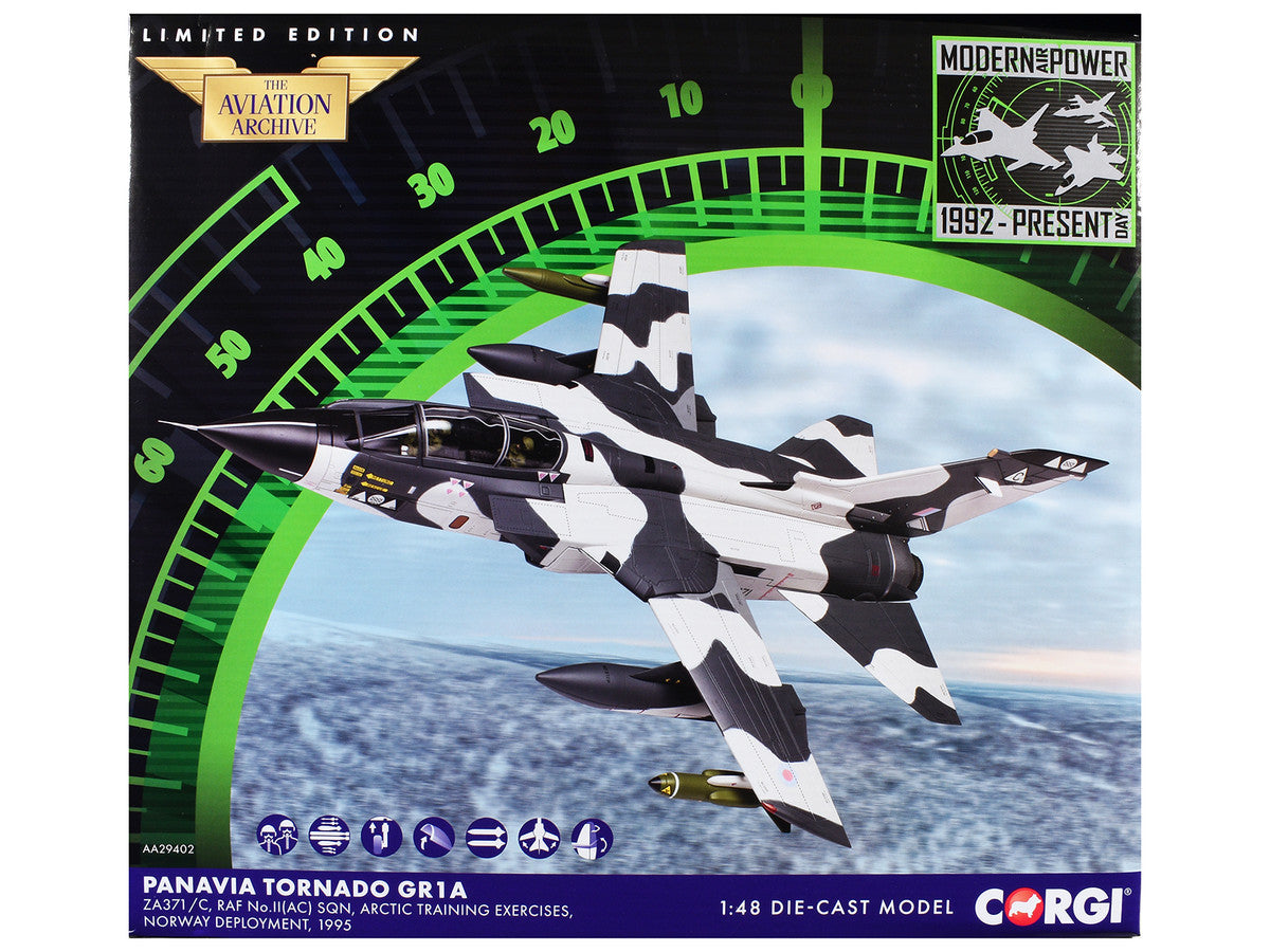 Panavia Tornado GR1A Aircraft "ZA371/C No.II(AC) Sqn. Arctic Training Exercises Norway" (1995) British Royal Air Force "The Aviation Archive" 1/48 Diecast Model Car by Corgi Corgi