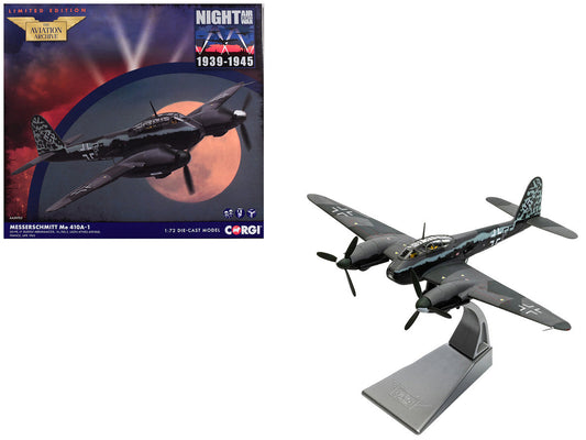 Messerschmitt Me 410A-1 Aircraft "U5+FE Lt. Rudolf Abrahamczik 14./KG.2 Laon-Athies Airfield France" (1943) German Luftwaffe "The Aviation Archive" Series 1/72 Diecast Model Car by Corgi Corgi