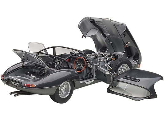 Jaguar Lightweight E Type Roadster RHD (Right Hand Drive) Dark Gray 1/18 Model Car by Autoart