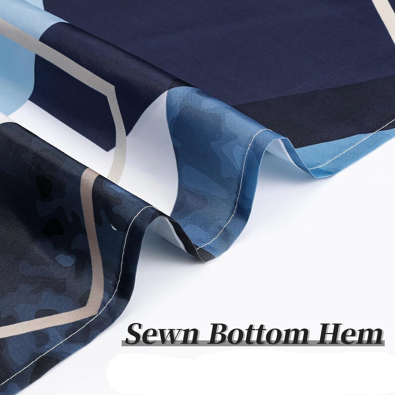 72"W x 78"H Blue White Hexagon Geometric Pattern Polyester Shower Curtain FastFurnishings