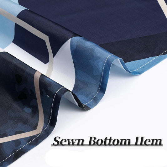 72"W x 78"H Blue White Hexagon Geometric Pattern Polyester Shower Curtain FastFurnishings