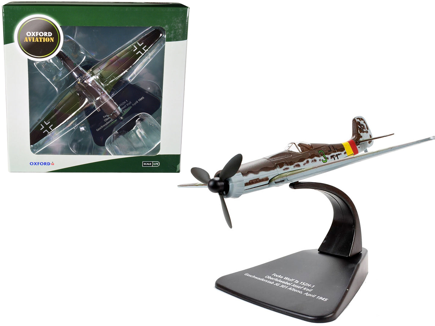 Focke-Wulf Ta 152 H-1 Fighter Plane Pilot: Oberfelwebel Josef Keil Geschwaderstab JG 301 Alteno April (1945) "Oxford Aviation" Series 1/72 Diecast Model Airplane by Oxford Diecast