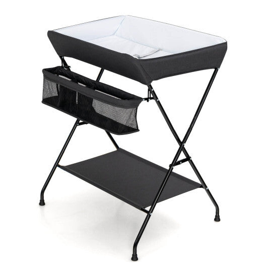 Baby Storage Folding Diaper Changing Table-Black - Color: Black W2B