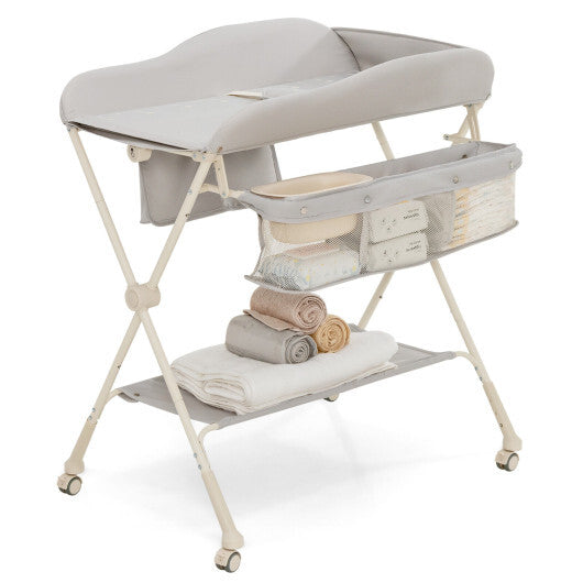 Baby Diaper Changing Table with Water Basin Wheel-Green W2B