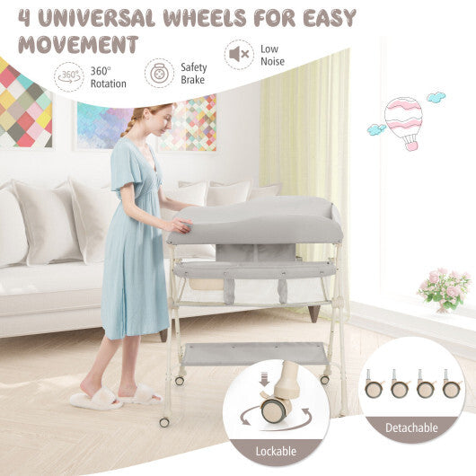 Baby Diaper Changing Table with Water Basin Wheel-Green W2B