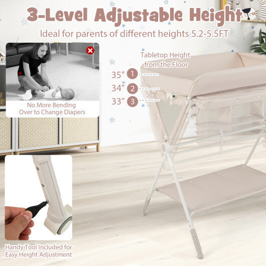 Portable Baby Changing Table with 3-Level Adjustable Height-Black W2B