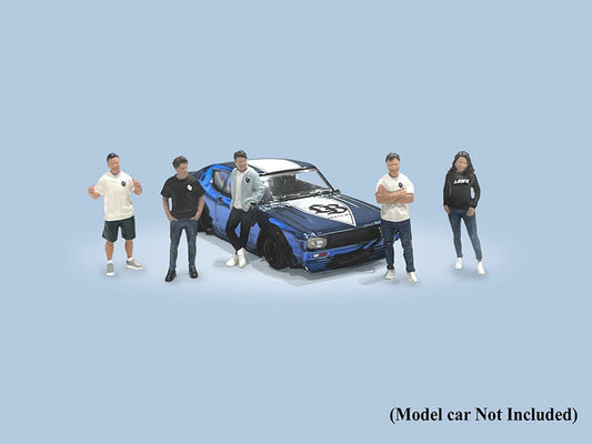 "Liberty Walk Team" 5 piece Diecast Figure Set (5 Figures) Limited Edition for 1/64 Scale Models by American Diorama-1