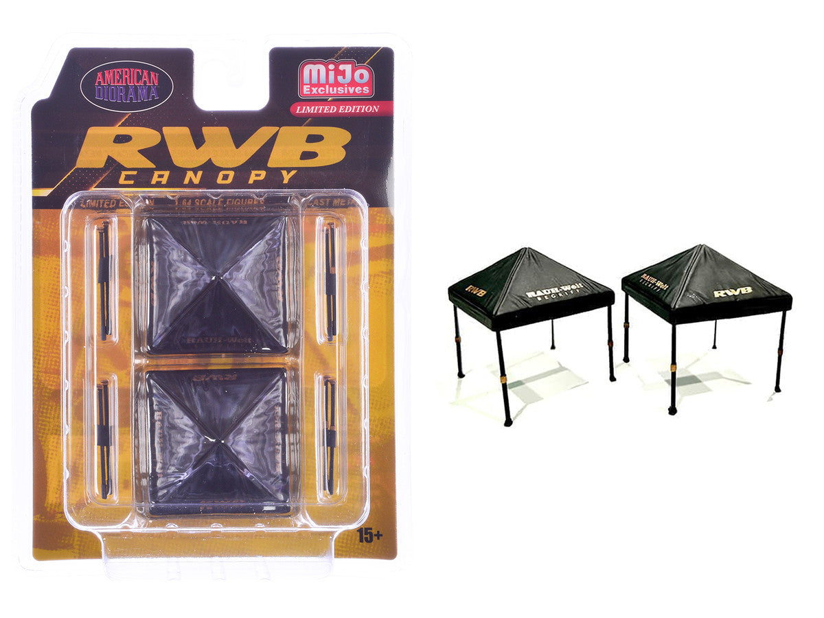 "RWB (RAUH-Welt BEGRIFF)" Canopy 2 Piece Set Black Limited Edition for 1/64 Scale Models by American Diorama American Diorama