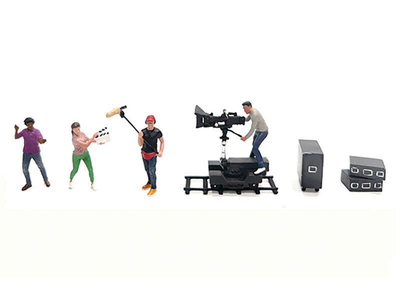 "Behind The Scenes #2" 7 piece (4 People 3 Accessories) Diecast Figures Set 1/64 Scale Models by American Diorama American Diorama