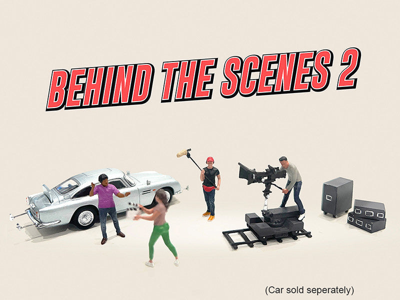 "Behind The Scenes #2" 7 piece (4 People 3 Accessories) Diecast Figures Set 1/64 Scale Models by American Diorama American Diorama