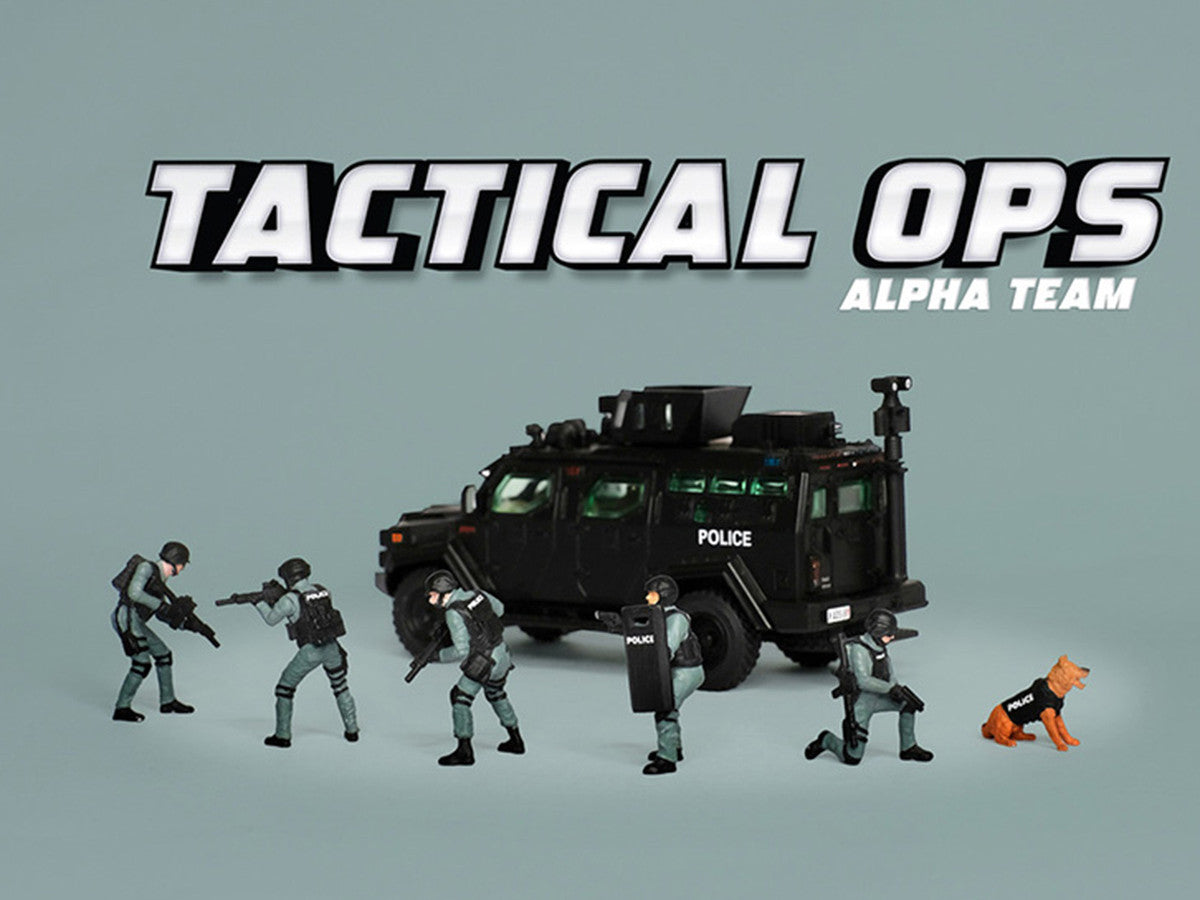 "Tactical Ops Alpha Team" 6 piece Diecast Figure Set (6 Figures) Limited Edition for 1/64 Scale Models by American Diorama American Diorama