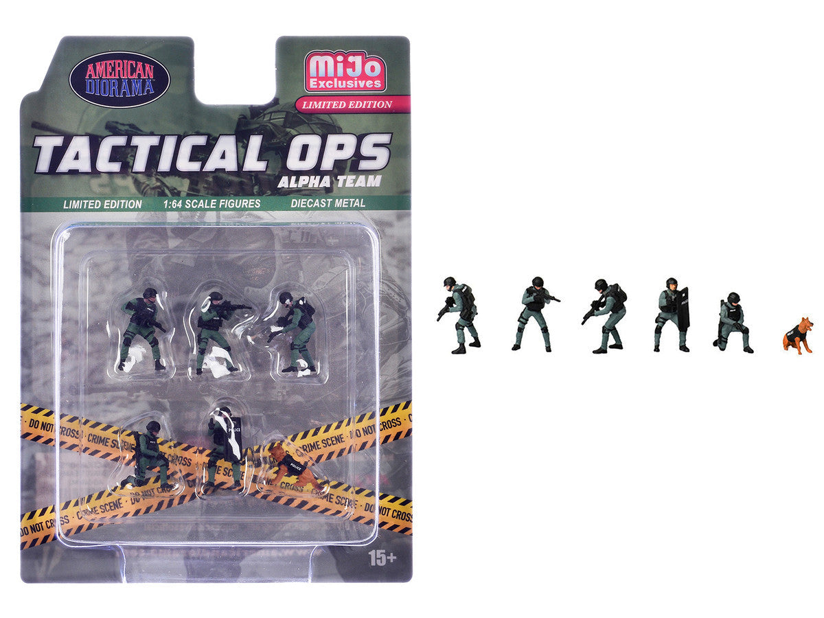 "Tactical Ops Alpha Team" 6 piece Diecast Figure Set (6 Figures) Limited Edition for 1/64 Scale Models by American Diorama American Diorama