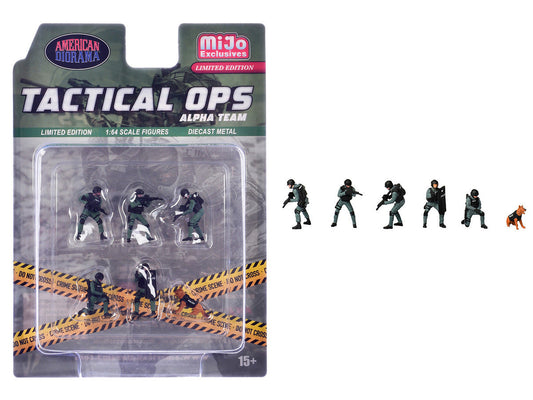 "Tactical Ops Alpha Team" 6 piece Diecast Figure Set (6 Figures) Limited Edition for 1/64 Scale Models by American Diorama American Diorama