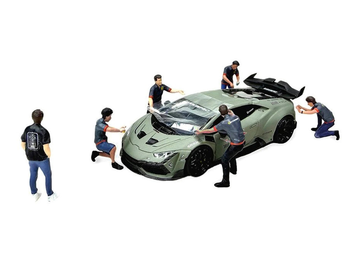 "DarwinPro x Teckwrap Crew" 6 piece Diecast Figure Set (6 Figures) Limited Edition for 1/64 Scale Models by American Diorama American Diorama