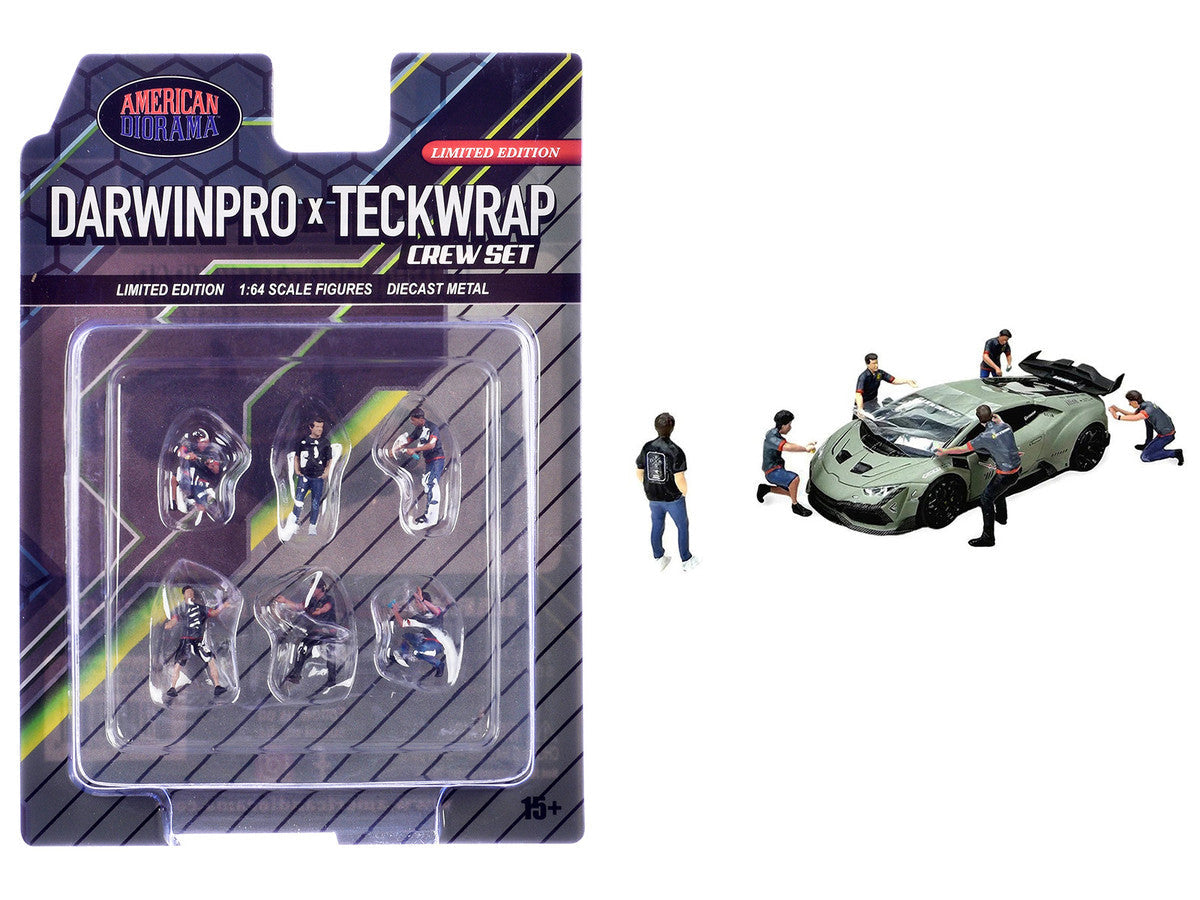"DarwinPro x Teckwrap Crew" 6 piece Diecast Figure Set (6 Figures) Limited Edition for 1/64 Scale Models by American Diorama American Diorama