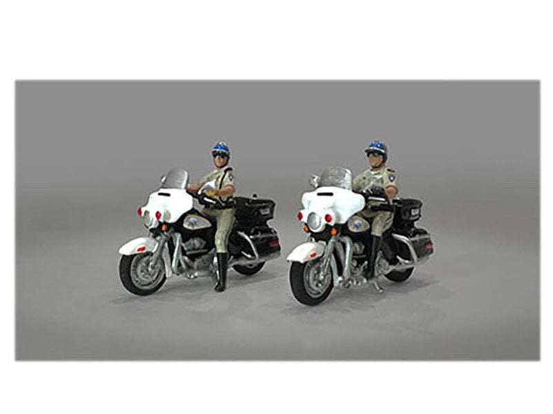 "Highway Patrol" 4 piece Diecast Figure Set (2 Figures 2 Motorcycles) Limited Edition to 3600 pieces Worldwide for 1/64 Scale Models by American Diorama American Diorama