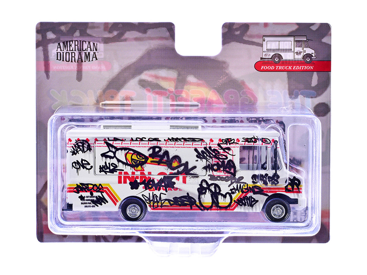 Food Truck "The Graffiti Truck" White with Graphics 1/64 Diecast Model by American Diorama American Diorama