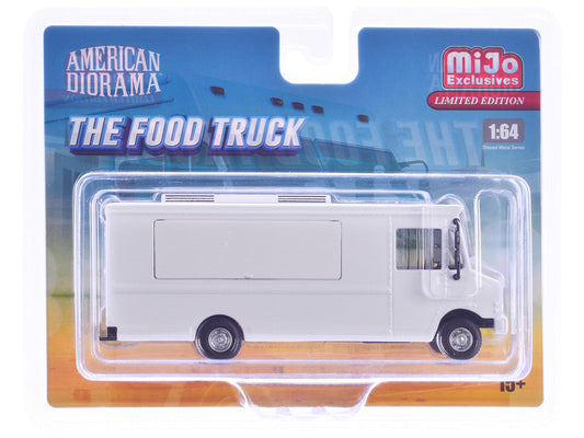 Food Truck Plain White with Graphics 1/64 Diecast Model by American Diorama American Diorama
