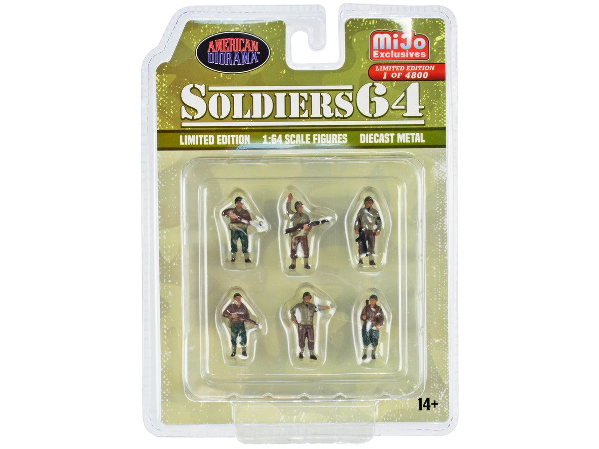 "Soldiers 64" 6 piece Diecast Set Military Figures Limited Edition to 4800 pieces Worldwide for 1/64 Scale Models by American Diorama W2B