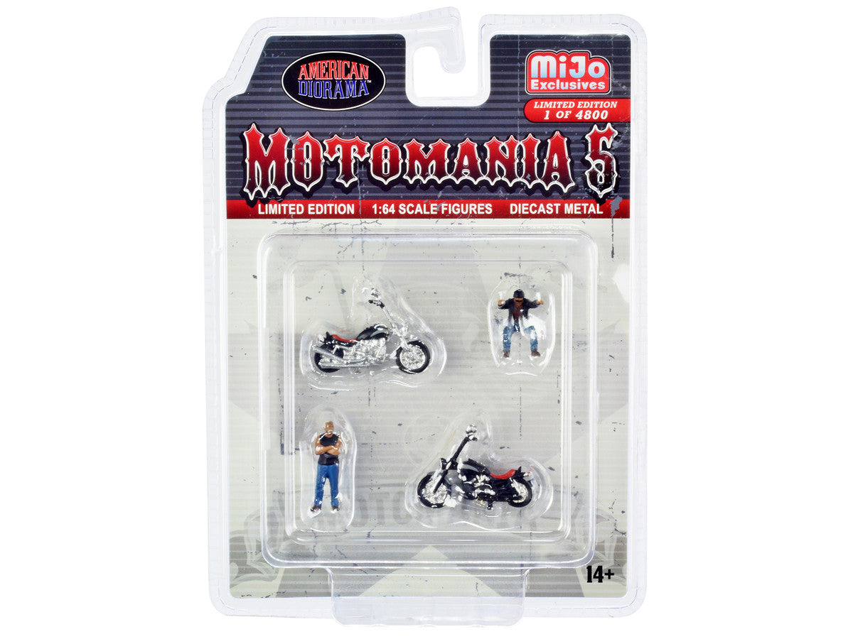 "Motomania 5" 4 piece Diecast Set (2 Figures and 2 Motorcycles) Limited Edition to 4800 pieces Worldwide for 1/64 Scale Models by American Diorama American Diorama