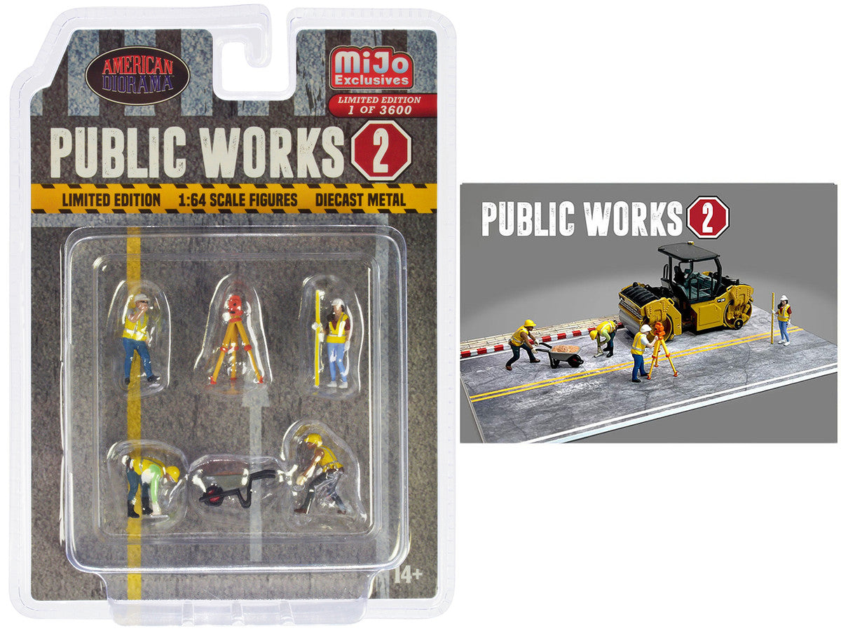 "Public Works 2" 6 piece Diecast Figure Set (4 Figures 1 camera 1 wheelbarrow) Limited Edition to 3600 pieces Worldwide for 1/64 scale models by American Diorama American Diorama