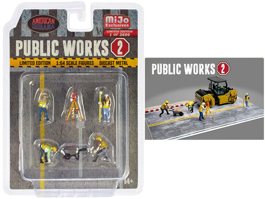 "Public Works 2" 6 piece Diecast Figure Set (4 Figures 1 camera 1 wheelbarrow) Limited Edition to 3600 pieces Worldwide for 1/64 scale models by American Diorama American Diorama