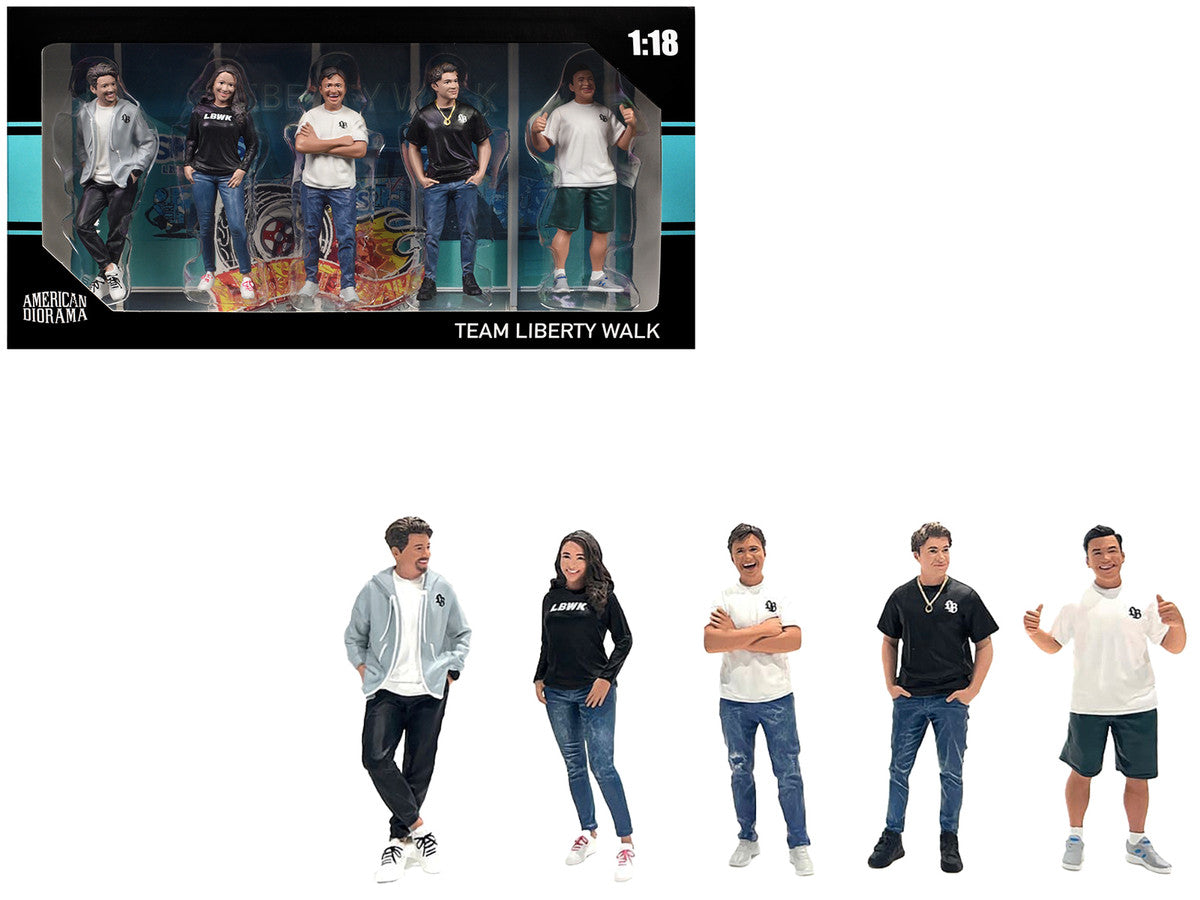 "Team Liberty Walk" 5 piece Figure Set for 1/18 Scale Models by American Diorama American Diorama