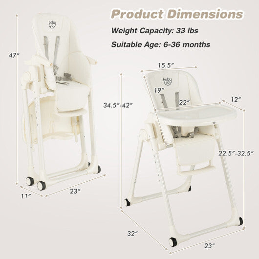 4-in-1 Baby High Chair with 6 Adjustable Heights-Gray W2B