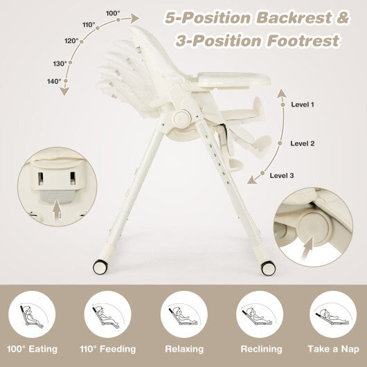 4-in-1 Baby High Chair with 6 Adjustable Heights-Gray W2B