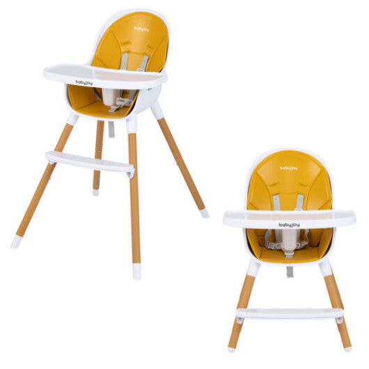 4-in-1 Convertible Baby High Chair Infant Feeding Chair with Adjustable Tray-Gray W2B