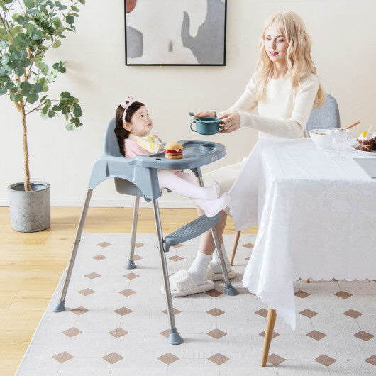 4-in-1 Convertible Baby High Chair with Removable Double Tray-Gray W2B