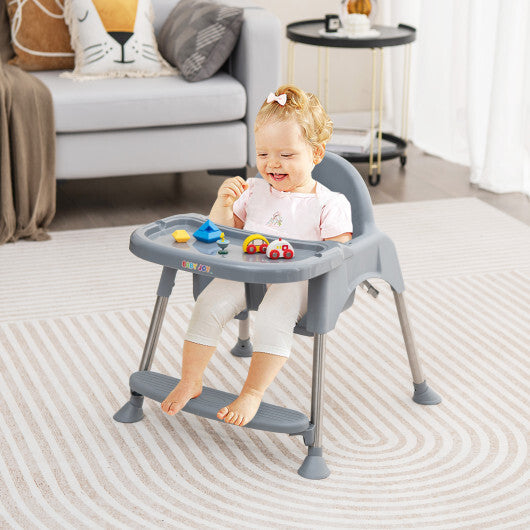 4-in-1 Convertible Baby High Chair with Removable Double Tray-Gray W2B