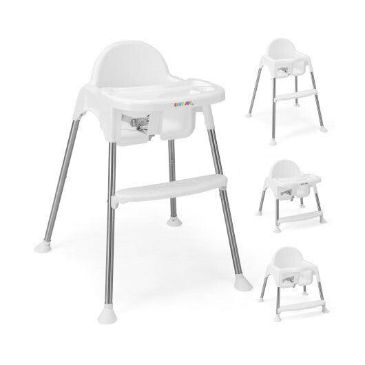 4-in-1 Convertible Baby High Chair with Removable Double Tray-Gray W2B
