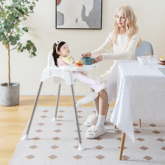 4-in-1 Convertible Baby High Chair with Removable Double Tray-Gray W2B