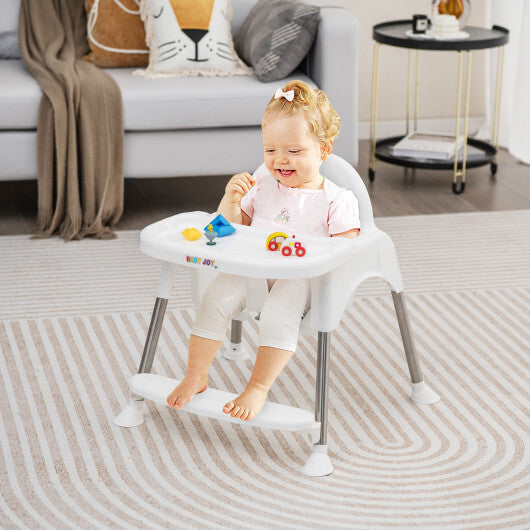 4-in-1 Convertible Baby High Chair with Removable Double Tray-Gray W2B