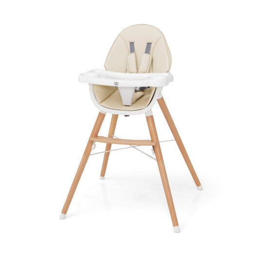 Baby High Chair with Dishwasher Safe Tray-Beige W2B