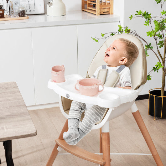 Baby High Chair with Dishwasher Safe Tray-Beige W2B