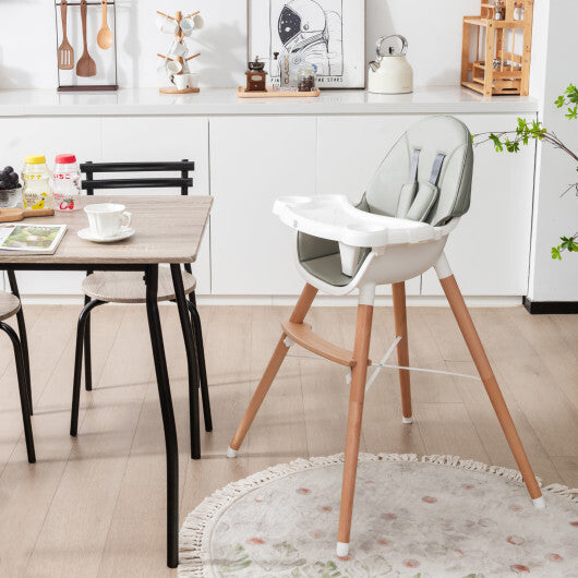 Baby High Chair with Dishwasher Safe Tray-Beige W2B