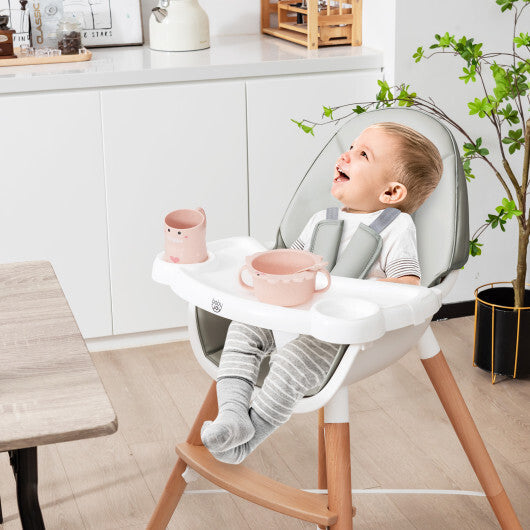 Baby High Chair with Dishwasher Safe Tray-Beige W2B